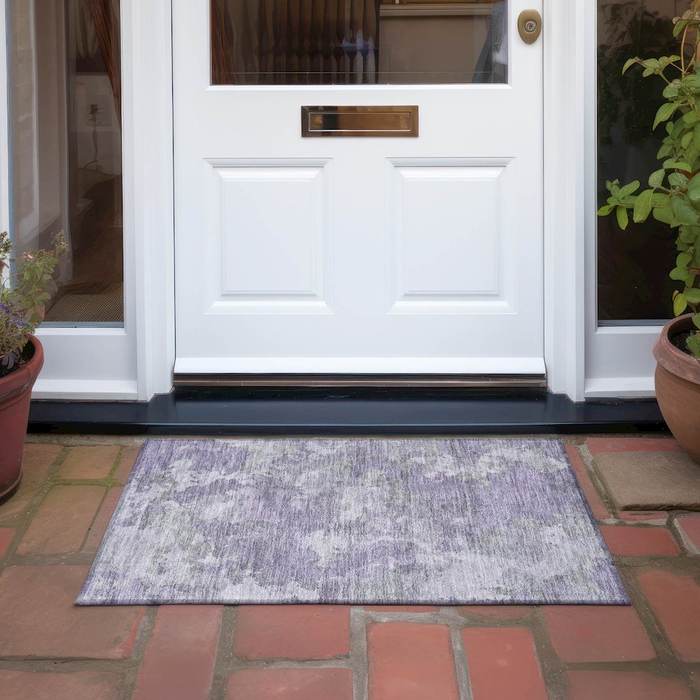 Machine Washable Indoor/Outdoor Chantille Purple 1'8" x 2'6" Rug