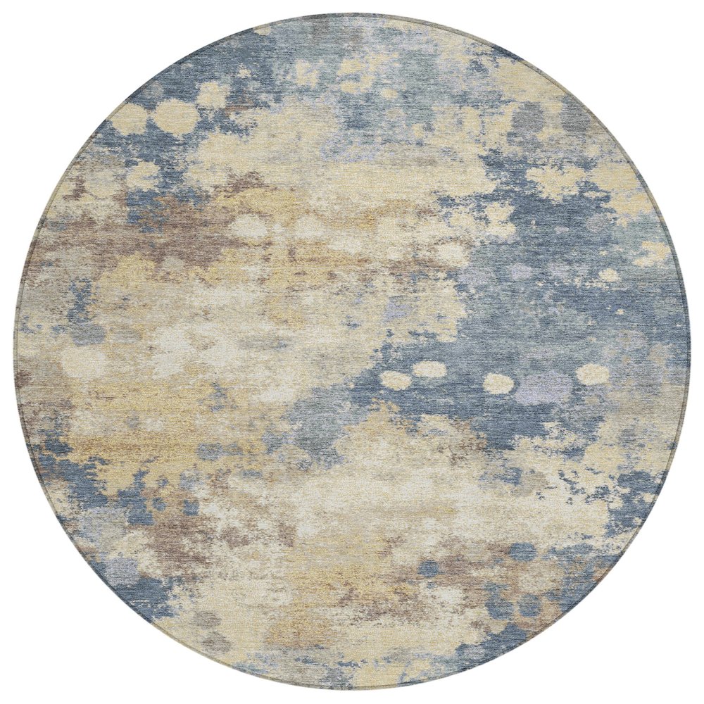 Machine Washable Indoor/Outdoor Chantille Gold 8' x 8' Round Rug