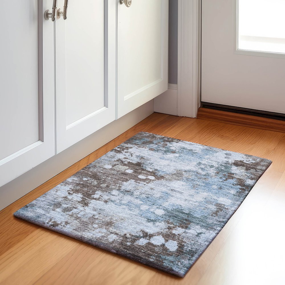 Machine Washable Indoor/Outdoor Chantille Sky 1'8" x 2'6" Rug