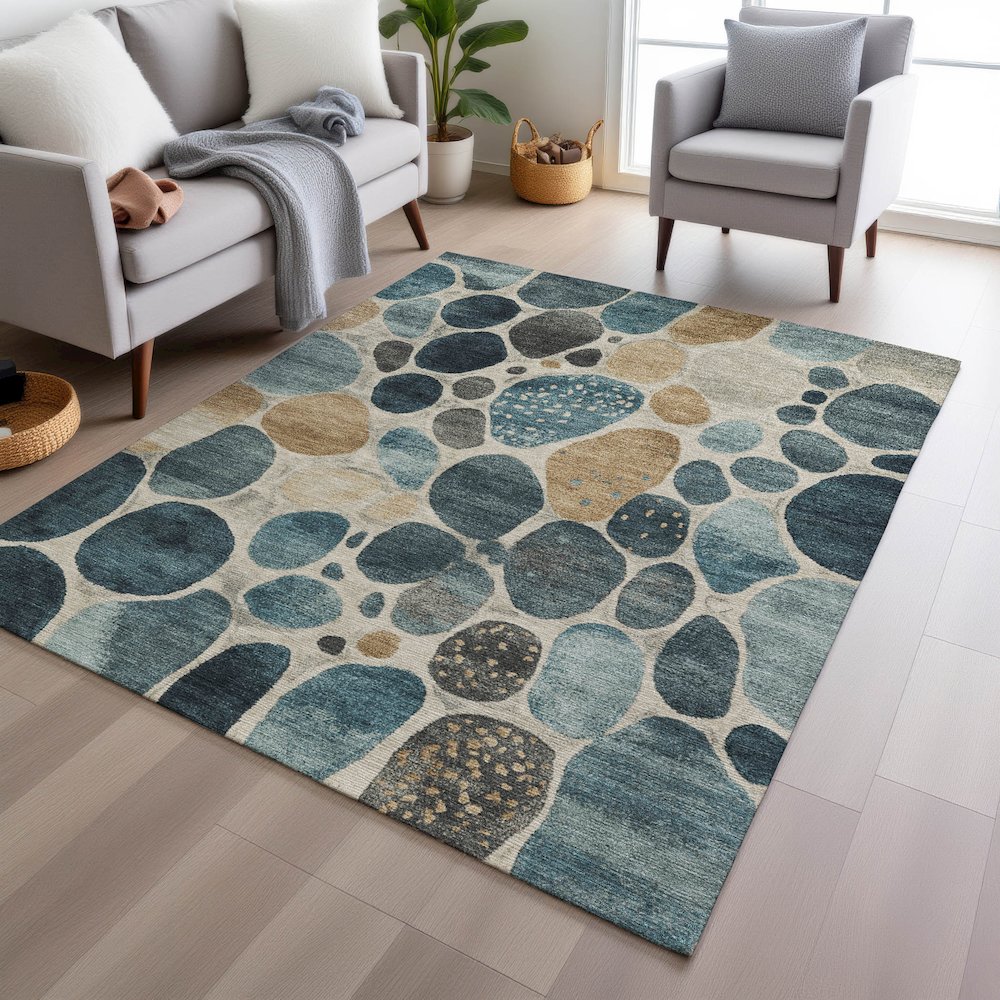 Machine Washable Indoor/Outdoor Chantille Teal 2'6" x 3'10" Rug