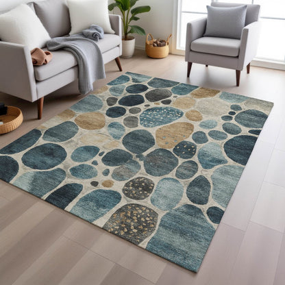 Machine Washable Indoor/Outdoor Chantille Teal 2'6" x 3'10" Rug