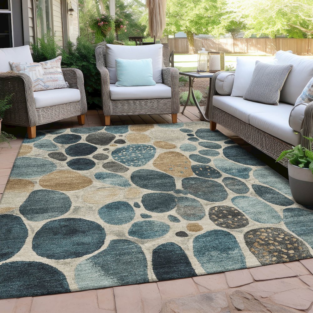 Machine Washable Indoor/Outdoor Chantille Teal 2'6" x 3'10" Rug