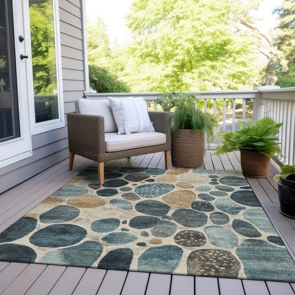 Machine Washable Indoor/Outdoor Chantille Teal 2'6" x 3'10" Rug