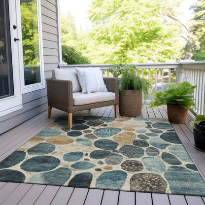 Machine Washable Indoor/Outdoor Chantille Teal 2'6" x 3'10" Rug
