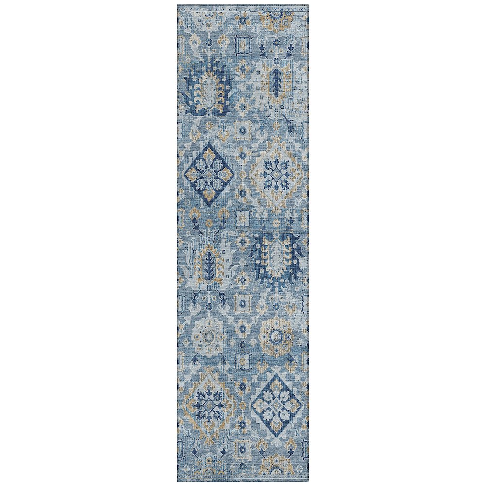 Machine Washable Indoor/Outdoor Chantille Denim 2'3" x 7'6" Runner Rug