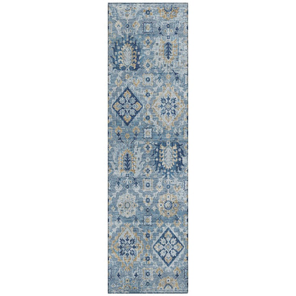 Machine Washable Indoor/Outdoor Chantille Denim 2'3" x 7'6" Runner Rug