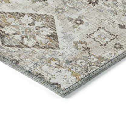 Machine Washable Indoor/Outdoor Chantille Linen 1'8" x 2'6" Rug
