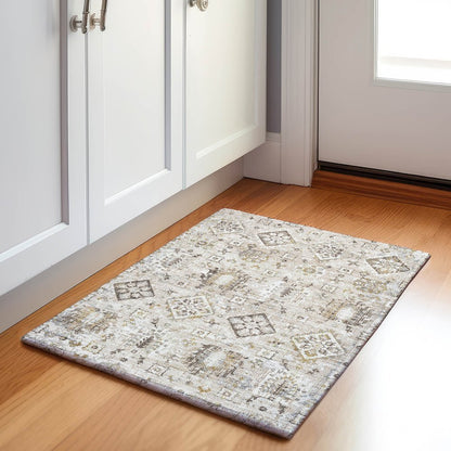 Machine Washable Indoor/Outdoor Chantille Linen 1'8" x 2'6" Rug