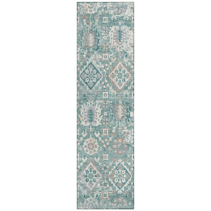 Machine Washable Indoor/Outdoor Chantille Seafoam 2'3" x 7'6" Runner Rug