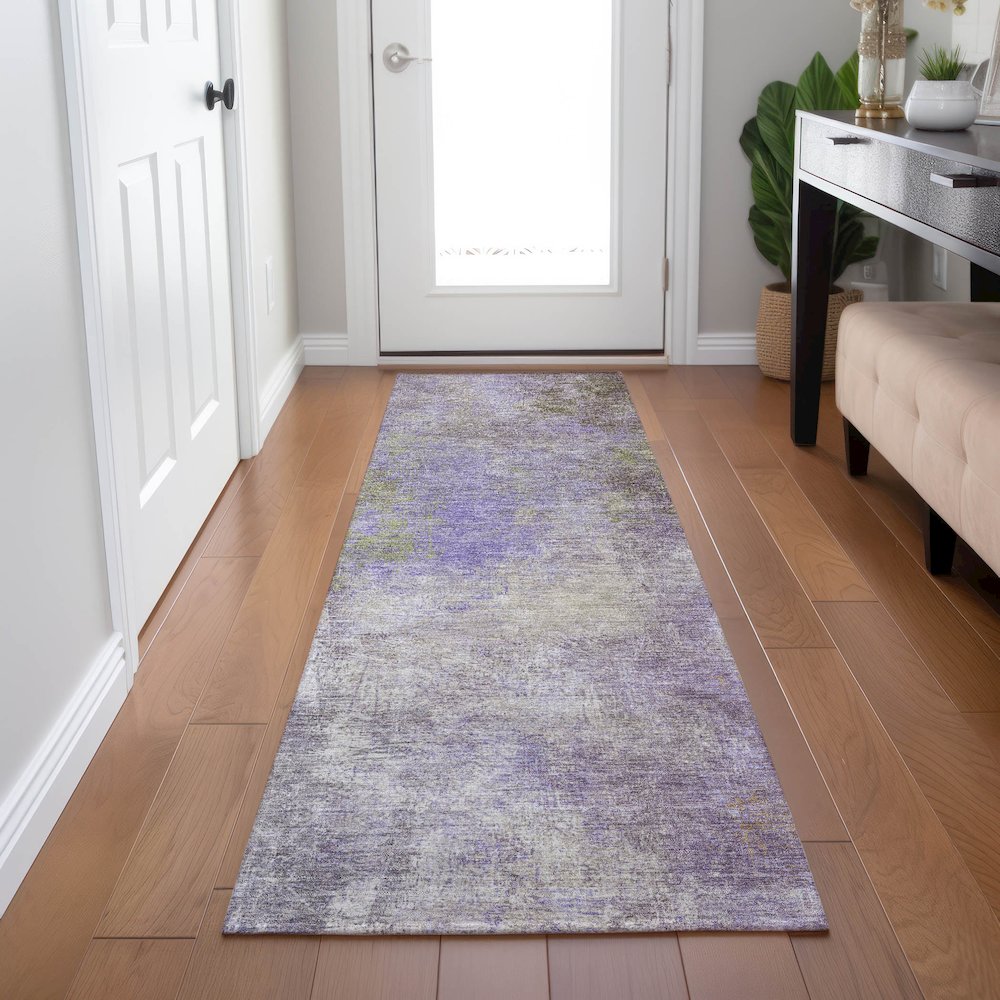 Machine Washable Indoor/Outdoor Chantille Purple 2'3" x 7'6" Runner Rug