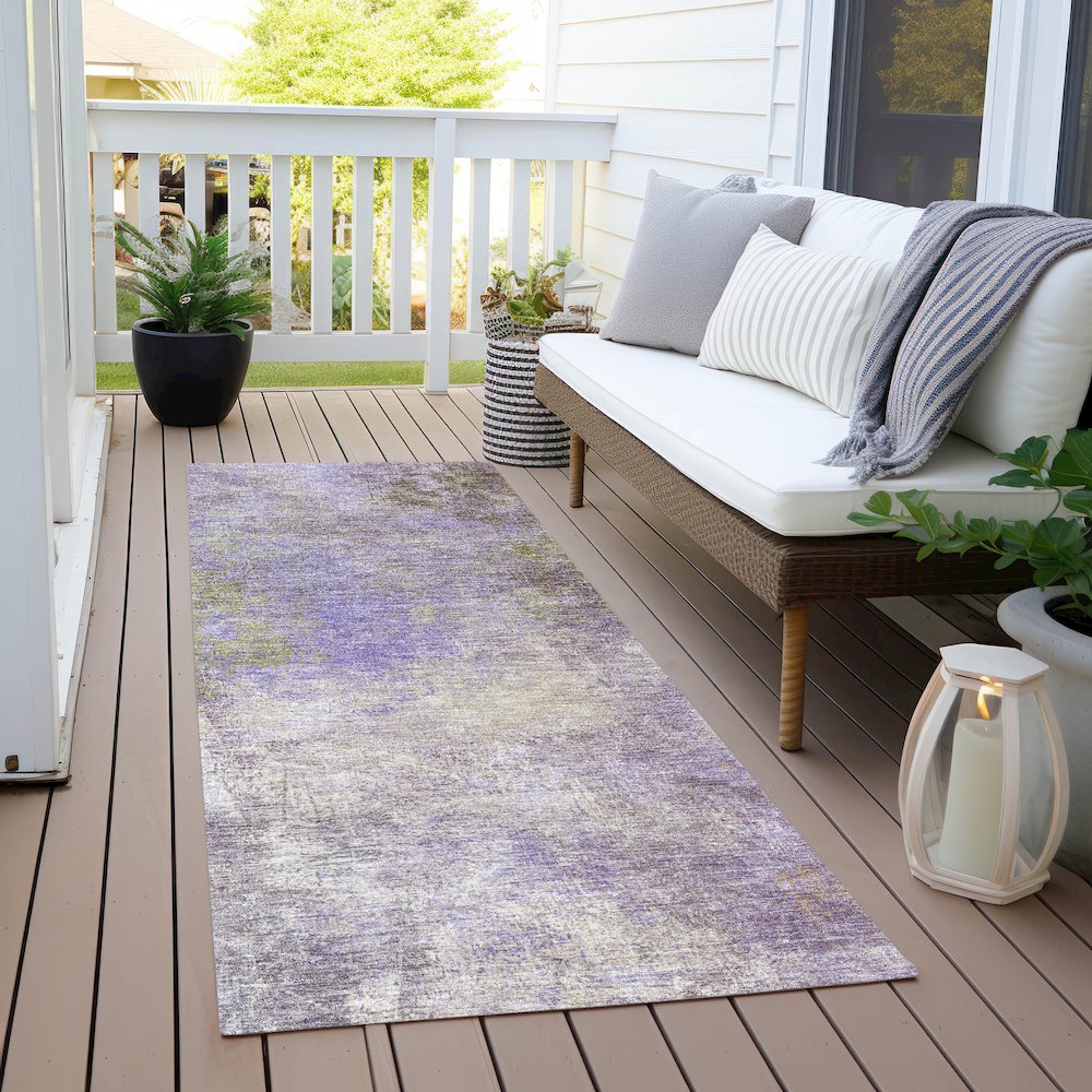 Machine Washable Indoor/Outdoor Chantille Purple 2'3" x 7'6" Runner Rug