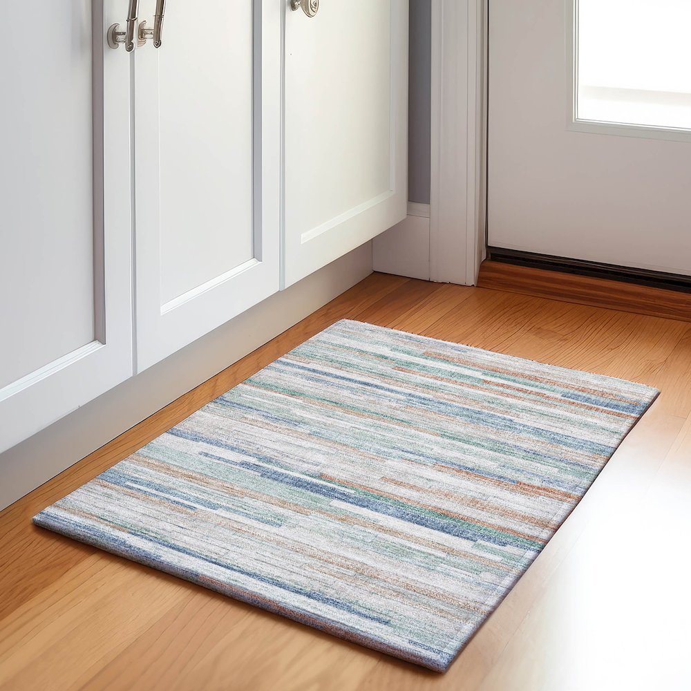 Machine Washable Indoor/Outdoor Chantille Linen 1'8" x 2'6" Rug