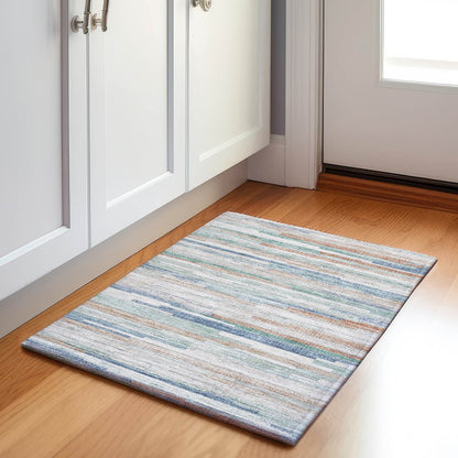 Machine Washable Indoor/Outdoor Chantille Linen 1'8" x 2'6" Rug