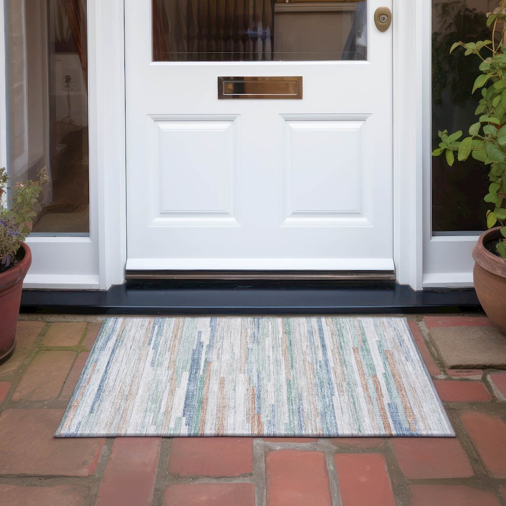 Machine Washable Indoor/Outdoor Chantille Linen 1'8" x 2'6" Rug