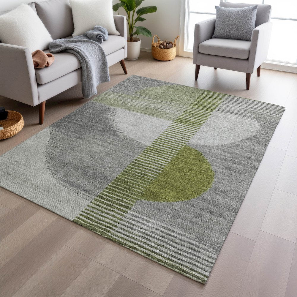Machine Washable Indoor/Outdoor Chantille Olive 2'6" x 3'10" Rug