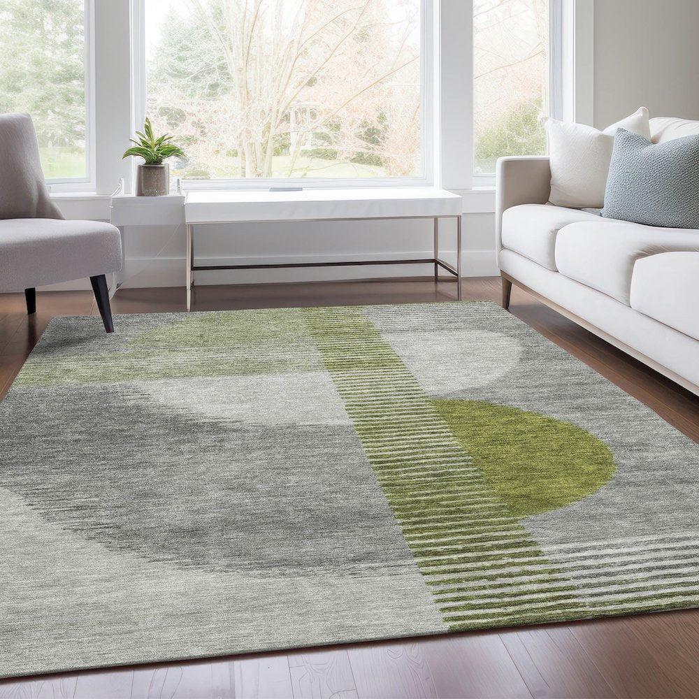 Machine Washable Indoor/Outdoor Chantille Olive 2'6" x 3'10" Rug