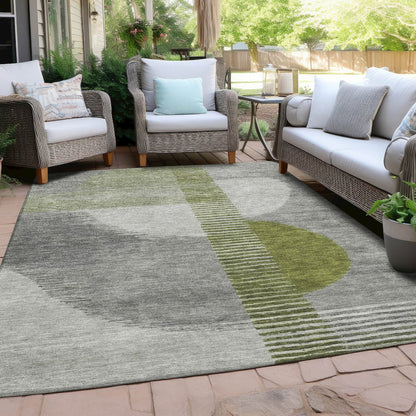 Machine Washable Indoor/Outdoor Chantille Olive 2'6" x 3'10" Rug