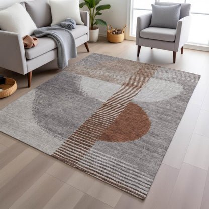 Machine Washable Indoor/Outdoor Chantille Taupe 2'6" x 3'10" Rug