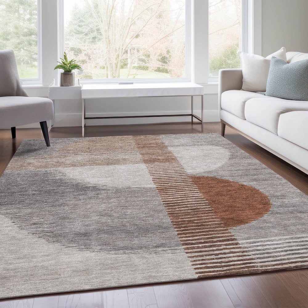 Machine Washable Indoor/Outdoor Chantille Taupe 2'6" x 3'10" Rug