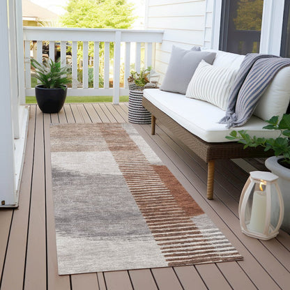 Machine Washable Indoor/Outdoor Chantille Taupe 2'3" x 7'6" Runner Rug
