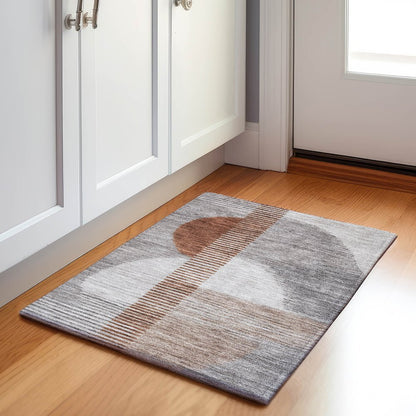 Machine Washable Indoor/Outdoor Chantille Taupe 1'8" x 2'6" Rug