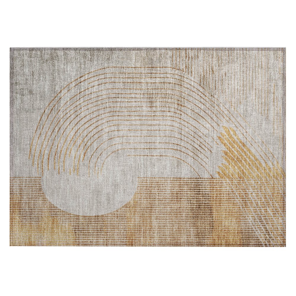 Machine Washable Indoor/Outdoor Chantille Gold 1'8" x 2'6" Rug
