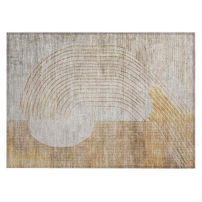 Machine Washable Indoor/Outdoor Chantille Gold 1'8" x 2'6" Rug