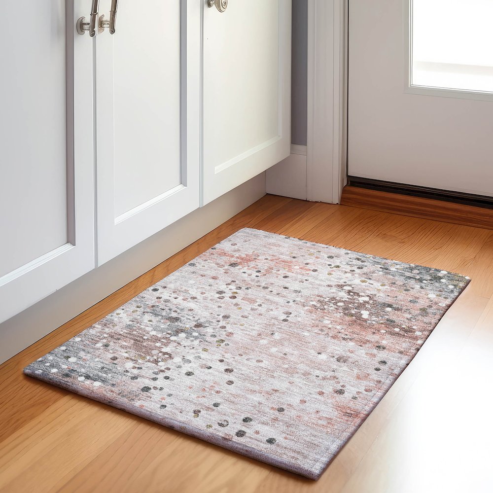 Machine Washable Indoor/Outdoor Chantille Salmon 1'8" x 2'6" Rug