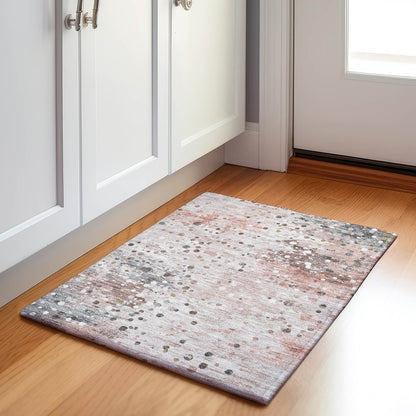 Machine Washable Indoor/Outdoor Chantille Salmon 1'8" x 2'6" Rug