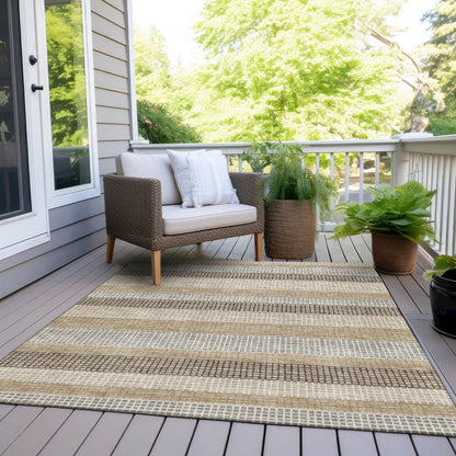 Machine Washable Indoor/Outdoor Chantille Beige 2'6" x 3'10" Rug