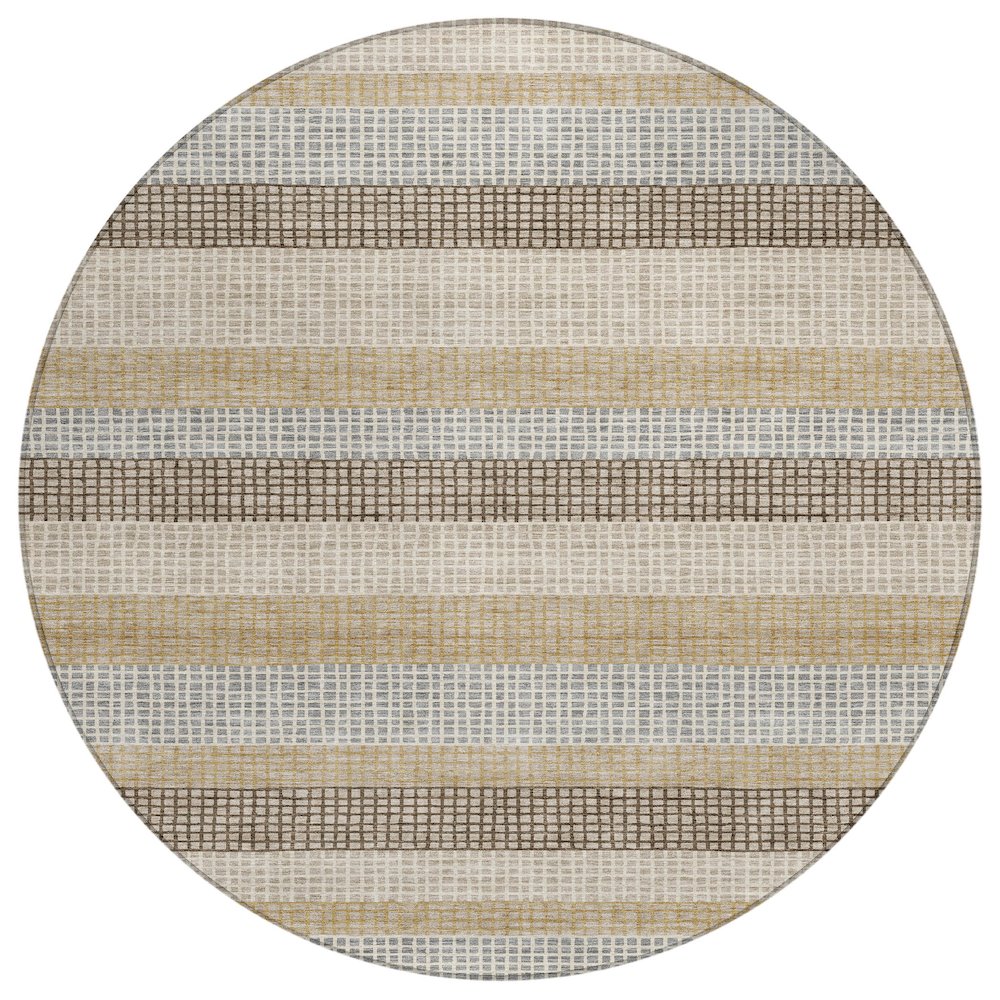 Machine Washable Indoor/Outdoor Chantille Beige 8' x 8' Round Rug