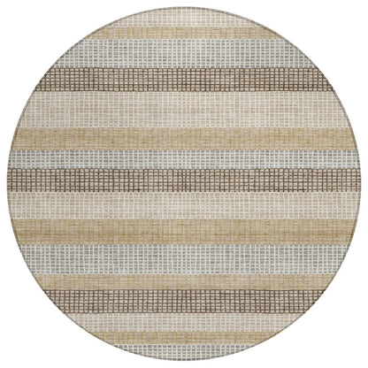 Machine Washable Indoor/Outdoor Chantille Beige 8' x 8' Round Rug
