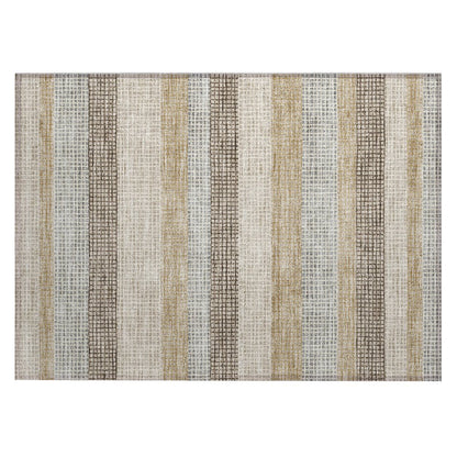 Machine Washable Indoor/Outdoor Chantille Beige 1'8" x 2'6" Rug
