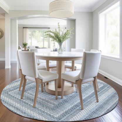Machine Washable Indoor/Outdoor Chantille Denim 8' x 8' Round Rug