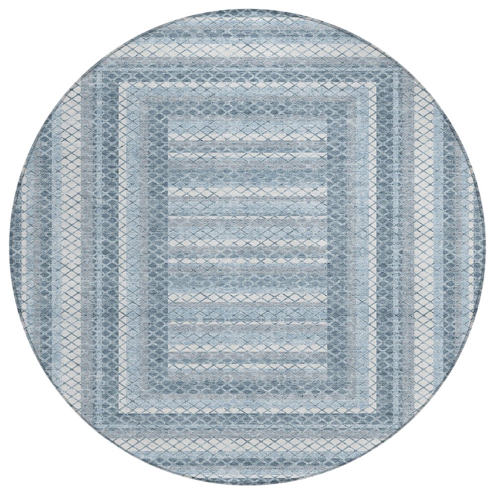Machine Washable Indoor/Outdoor Chantille Denim 8' x 8' Round Rug