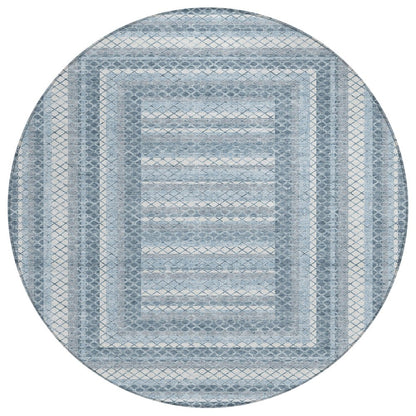 Machine Washable Indoor/Outdoor Chantille Denim 8' x 8' Round Rug