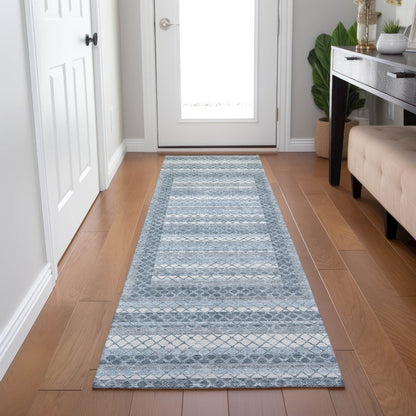 Machine Washable Indoor/Outdoor Chantille Denim 2'3" x 7'6" Runner Rug