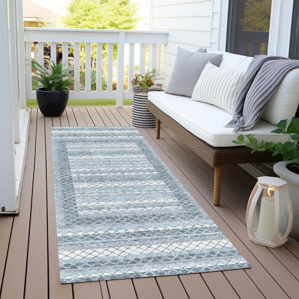 Machine Washable Indoor/Outdoor Chantille Denim 2'3" x 7'6" Runner Rug