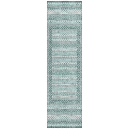 Machine Washable Indoor/Outdoor Chantille Teal 2'3" x 7'6" Runner Rug