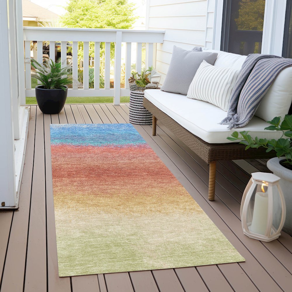 Machine Washable Indoor/Outdoor Chantille Coral 2'3" x 7'6" Runner Rug