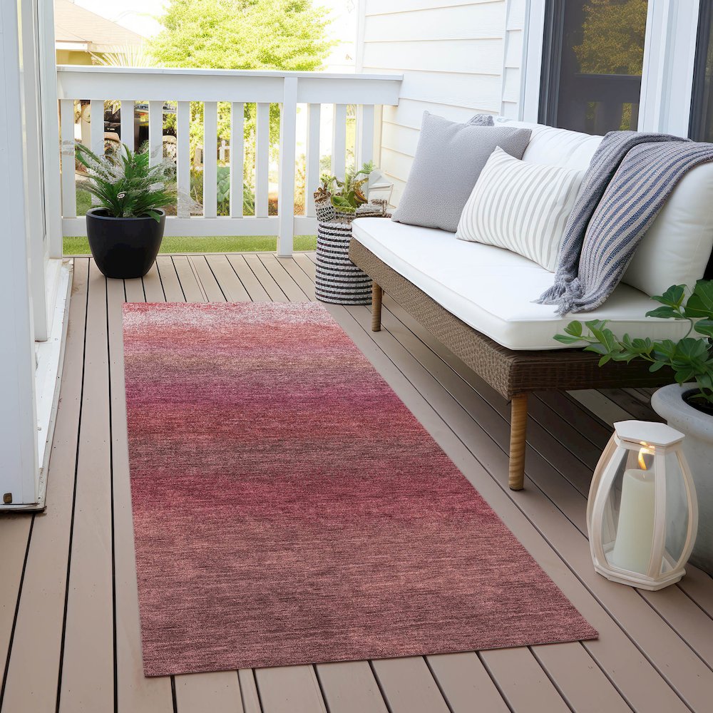 Machine Washable Indoor/Outdoor Chantille Red 2'3" x 7'6" Runner Rug