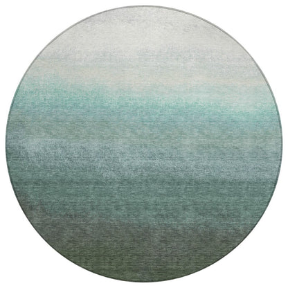 Machine Washable Indoor/Outdoor Chantille Seafoam 8' x 8' Round Rug