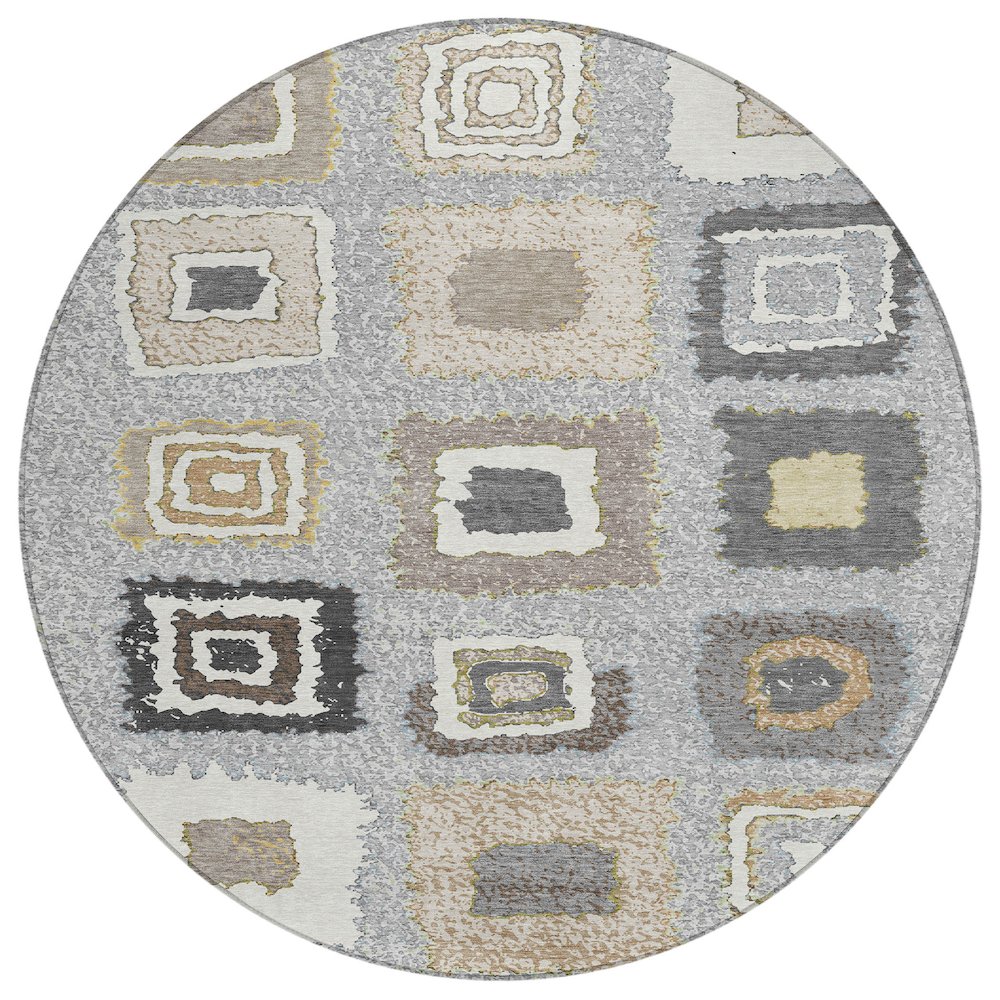 Machine Washable Indoor/Outdoor Chantille Gray 8' x 8' Round Rug