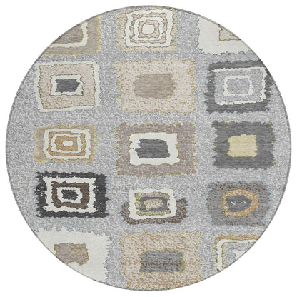 Machine Washable Indoor/Outdoor Chantille Gray 8' x 8' Round Rug