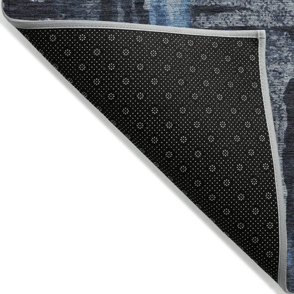 Machine Washable Indoor/Outdoor Chantille ACN2015 Black 1'8" x 2'6" Rug