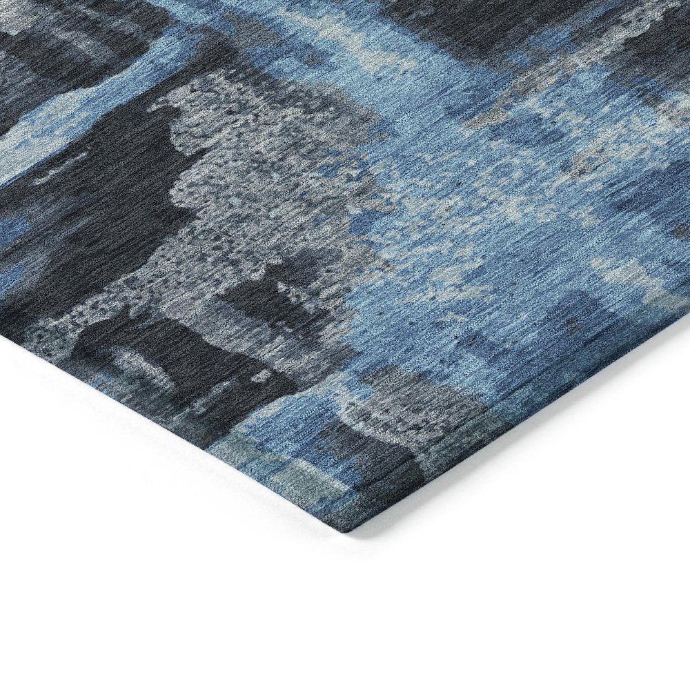 Machine Washable Indoor/Outdoor Chantille ACN2015 Black 1'8" x 2'6" Rug