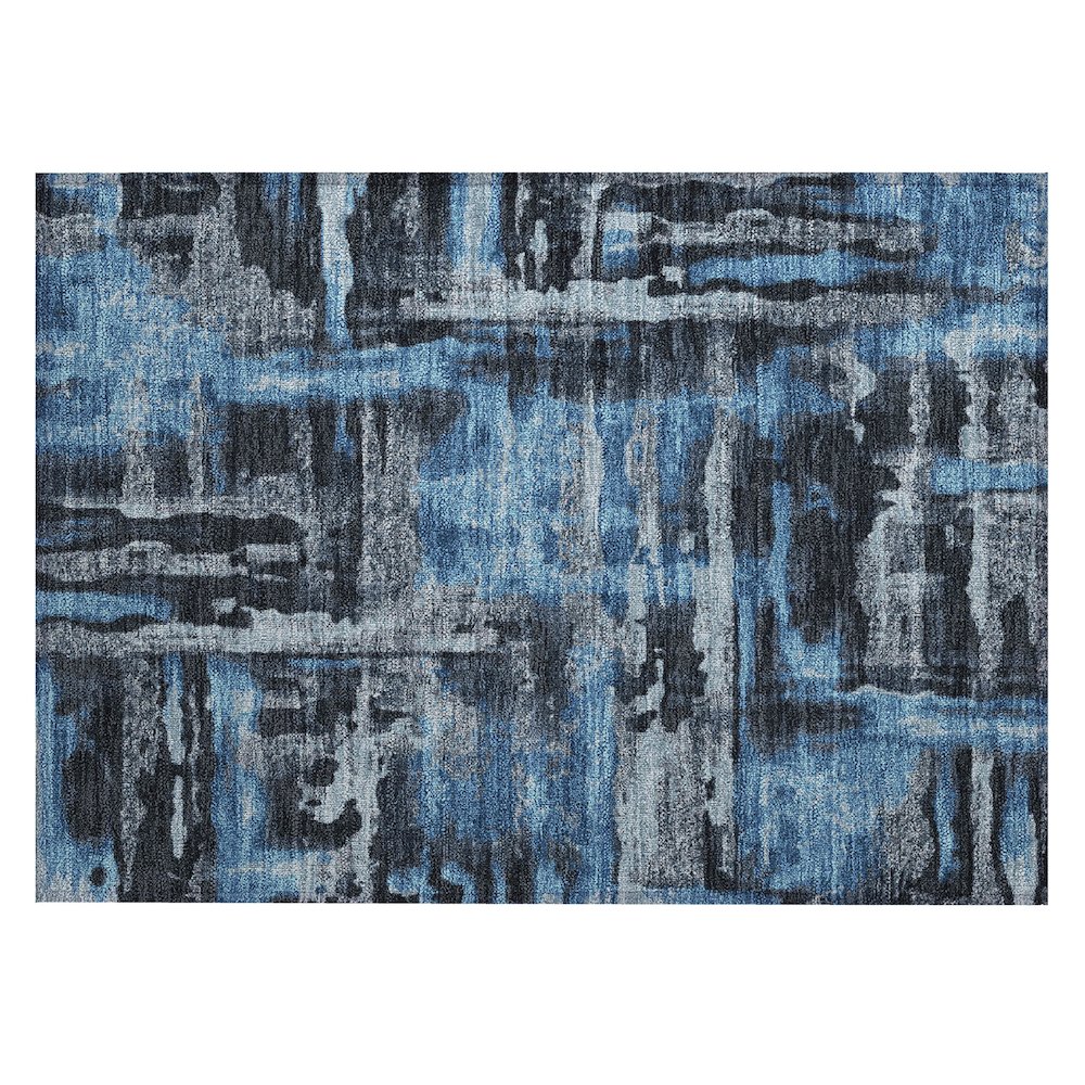 Machine Washable Indoor/Outdoor Chantille ACN2015 Black 1'8" x 2'6" Rug
