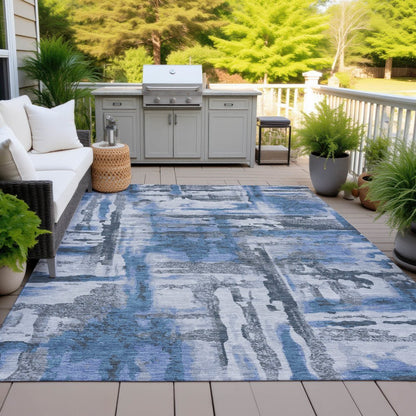 Machine Washable Indoor/Outdoor Chantille ACN2015 Blue 2'6" x 3'10" Rug