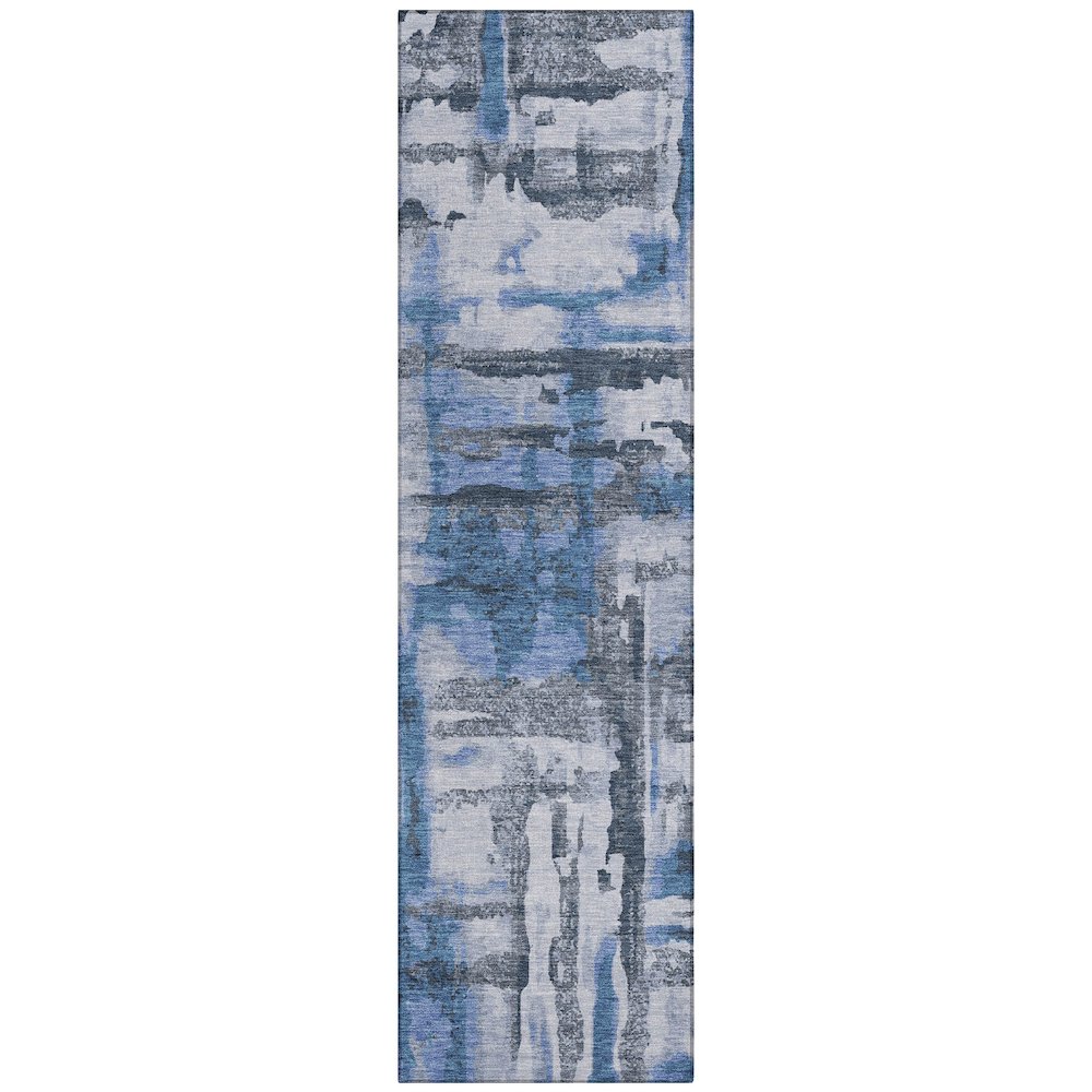 Machine Washable Indoor/Outdoor Chantille ACN2015 Blue 2'3" x 7'6" Runner Rug