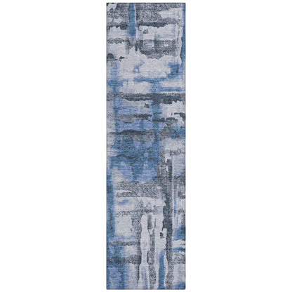 Machine Washable Indoor/Outdoor Chantille ACN2015 Blue 2'3" x 7'6" Runner Rug
